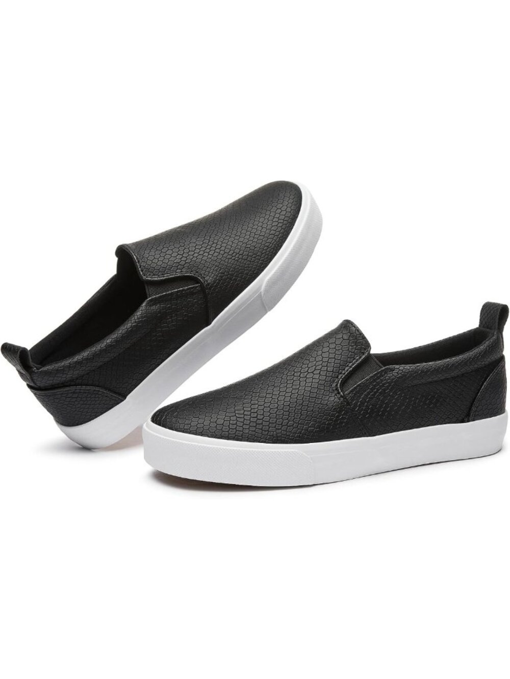 Stylish Women's Black Slip-On Sneakers | Casual Synthetic Leather Loafers